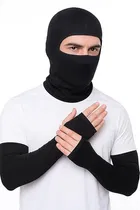 Poly cotton Face Cover Masks With Arm Sleeves, Black