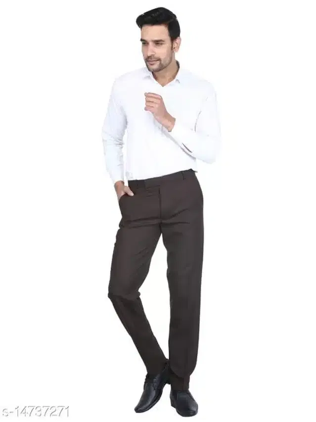 Cotton Blend Trouser for Men (Brown, 38)