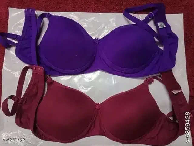 Padded Bra for Women (Maroon & Purple, 38A) (Pack of 2)