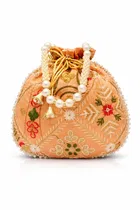 Handcrafted Embroidered Silk Potli Bag, Multicolour, Pack of 4
