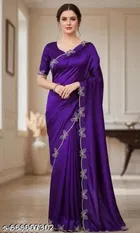 Chinnon Embellished Saree For Women, Blue