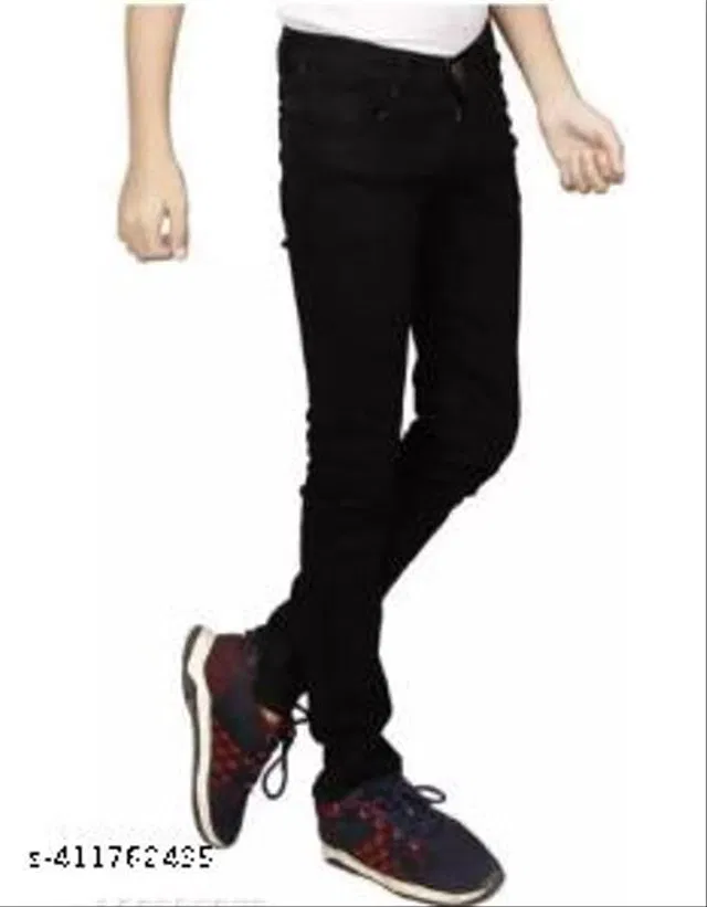 Denim Slim Fit Jeans for Men (Black, 28)