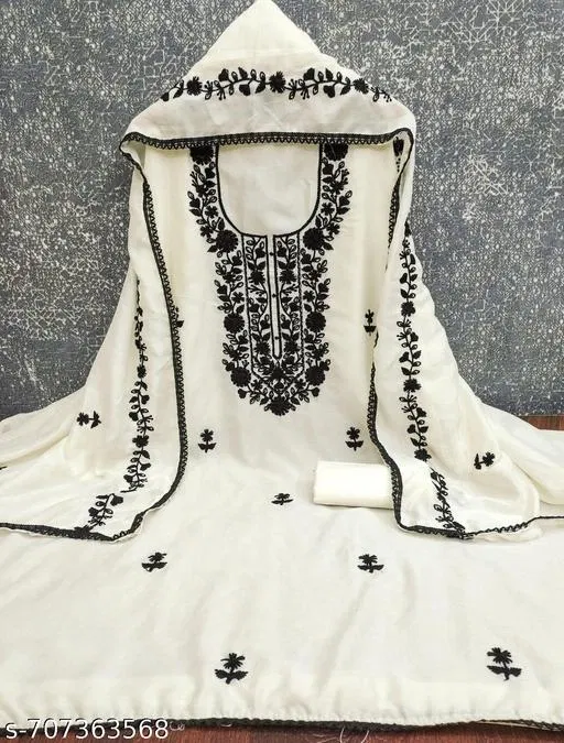 Vichitra Silk Embroidered Punjabi/All Over Suits for Women (Multicolor, 6.05 meter (M)