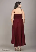 Fit and Flare Full Length Dress for Women, Wine 