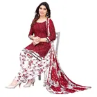 Crepe Polka Dots Unstitched Suit with Dupatta for Women 