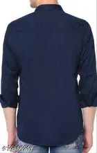 Cotton Blend Solid Shirts for Men, Navy Blue 