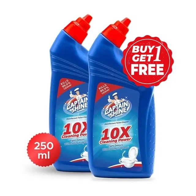 कैप्टेन शाइन डिसइंफेक्टेंट टॉयलेट क्लीनर - 2X250 ml (बय 1 गेट 1 फ्री)