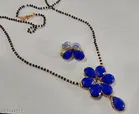 Alloy Mangalsutra With Earring for Women, Blue