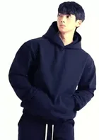 Round Neck Solid Hoodie for Men 