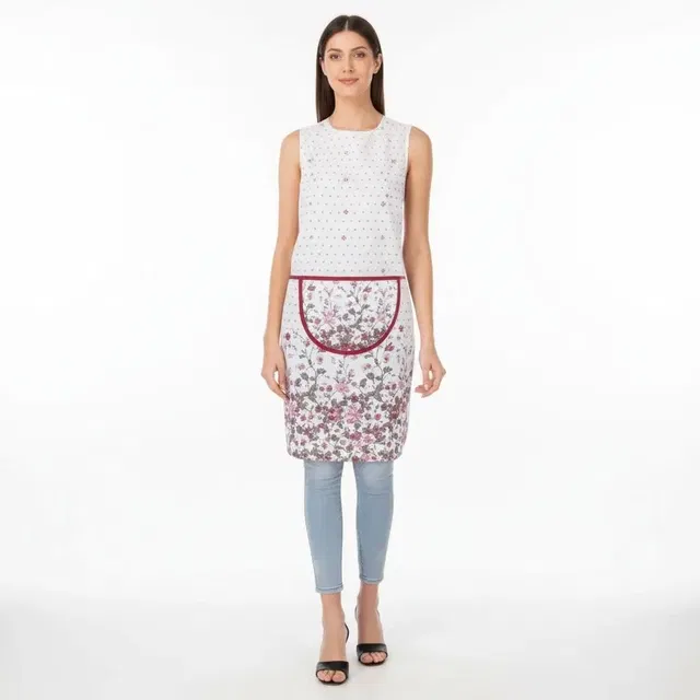 Krishna E Quilted Maroon Flower Apron 68x58cms (Pack of 1)