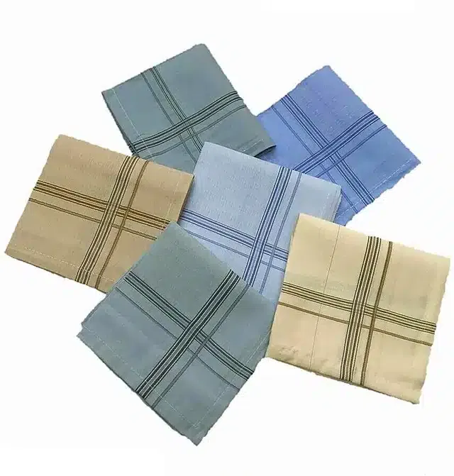 Cotton Blend Handkerchiefs for Men (Pack of 6) (Multicolor, 18x18 cm)
