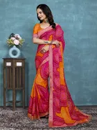 Georgette Bandhini Saree for Women 