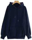 Round Neck Solid Hoodie for Men 