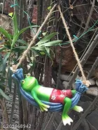 Terracotta Frog on Hammock Garden Decorative Showpiece 