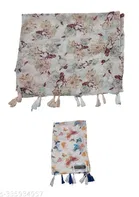 Printed Chiffon Scarves with Tassels for Women, Multicolor, Pack of 2