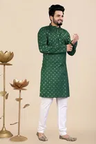 Cotton Blend Printed Kurta for Men 