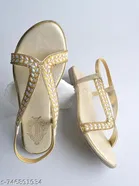 Shoetopia Flat Gold Embellished Size 6.0