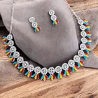Alloy Choker Necklace with Earrings for Women 