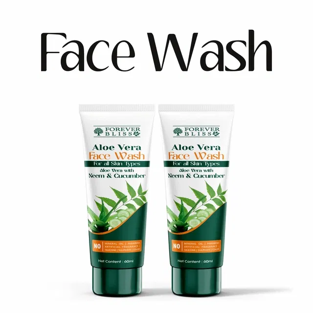 Forever Bliss Aloe Vera with Neem & Cucumber Face Wash (60 ml, Pack of 2)