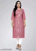 Floral Embroidered Cotton Blend Kurti for Women 