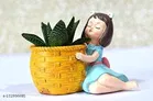 Terracotta Decorative Cute Girl Plant Holder for Home Decor 