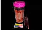 Posshe Hexa Writing Pencils with Jar & Cricket Theme Erasers Set 