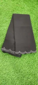 Crepe Solid Saree for Women, Black 