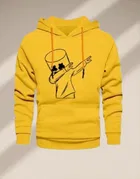 Fleece Printed Hoodie for Men (Yellow, M)