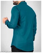 Cotton Blend Solid Shirt for Men, R.Blue 