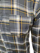 Cotton Blend Checked Shirt for Men, Grey 