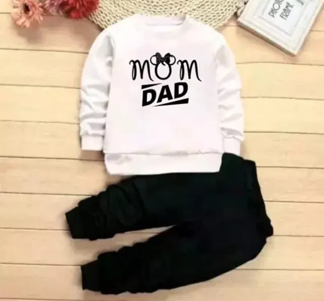 Hosiery Clothing Set for Kids (White & Black, 6-9 Months)