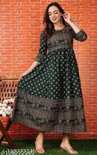Rayon Printed Anarkali Kurti for Women 