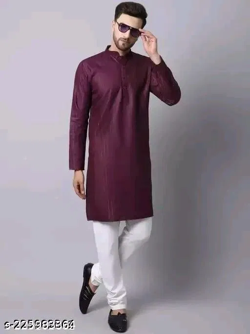 Kurta for Men (Maroon, XL)