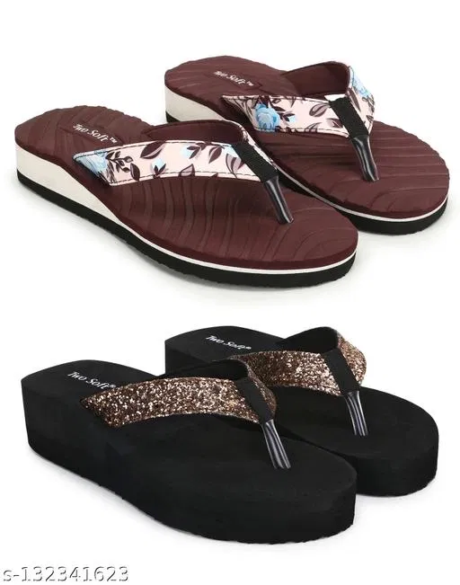 EVA Flip-flops for Women (Multicolor, 8) Pack of 2