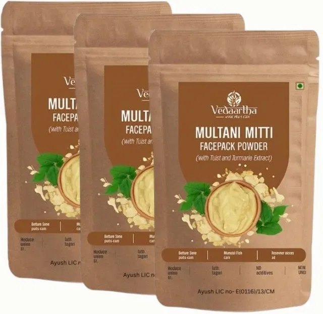 Vedaartha Multani Mitti Powder, Pack of 3 (50 g)