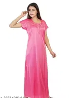Trendy Satin Nightdress for Women, Pink 