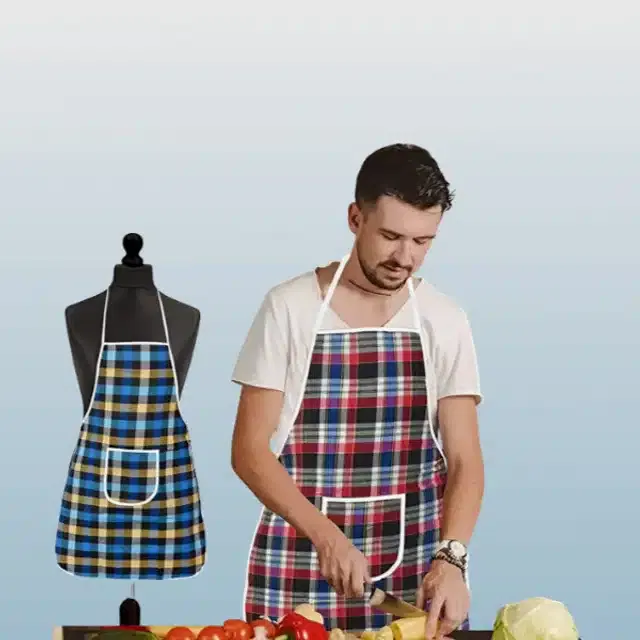 Cotton Kitchen Aprons (Multicolor, Pack of 2)