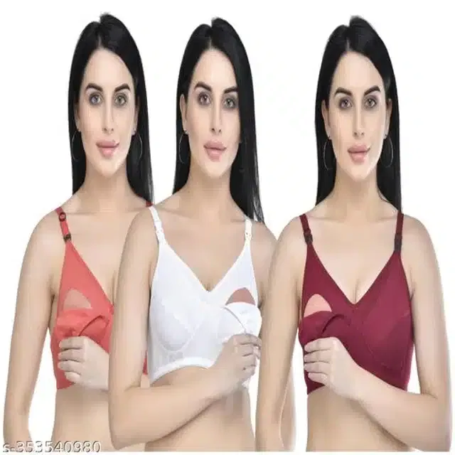 Cotton Blend Feeding Bra for Women (Multicolor, 40C) (Pack of 2)