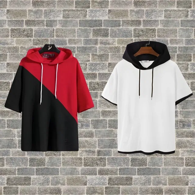 Cotton Blend Colorblocked Hoodie for Men (Multicolor, S) (Pack of 2)