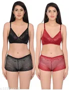 Polycotton Bra with Panty for Women 