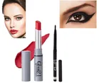 Combo of Glam21 Lipstick with Waterproof Kajal (Red & Black, Set of 2)