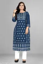 Chanderi Cotton Printed Kurti with Pant for Women 