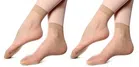 Cotton Blend Ultra Thin Socks for Women (Beige, Pack of 2)