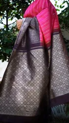 Litchi Silk Woven Design Saree for Women, Pink 