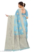 Linen Zari Woven Saree for Women 
