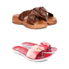 Combo of Sliders & Flats for Women (Multicolor, 5) (Set of 2)