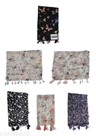 Poly Chiffon Printed Scarves for Women, Multicolor, Pack of 6