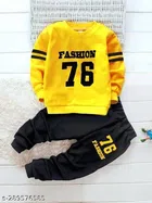 Hosiery Cotton Full Sleeves Clothing Set for Kids (Yellow & Black, 0-3 Months)