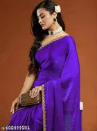 Chinnon Solid Saree for Women, Purple 