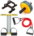 Complete Home Workout Fitness Kit With Push-Up Bars, Ab Roller & Resistance Bands